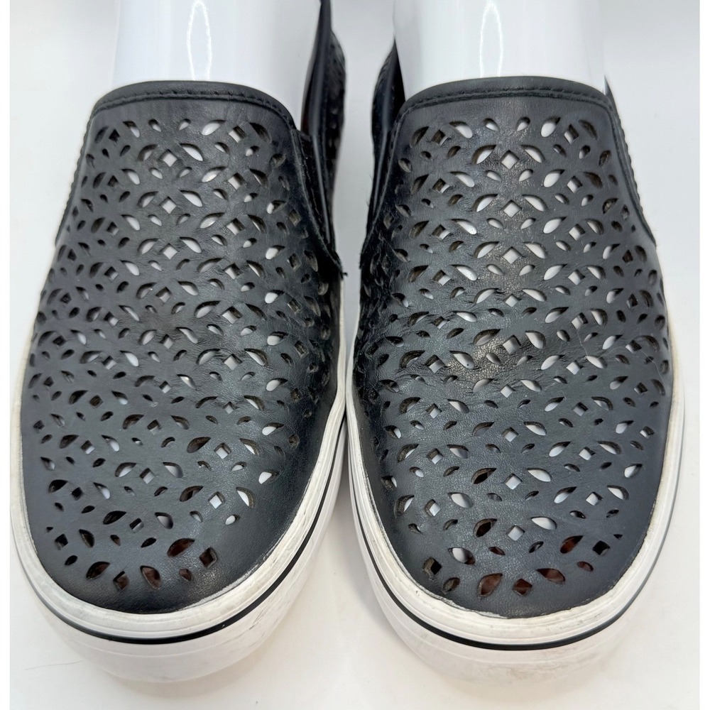 Kate Spade Slip On Loafers Sneakers Womens 7 Blk Laser Cut Leather Casual Shoes - Picture 3 of 7